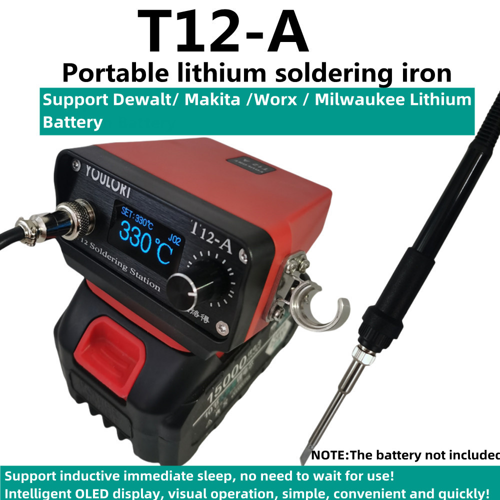 Milwaukee Drill M12 Fuel - T12-A STM32 V3 สถานีบัดกรีไร้สายบัดกรีเหล็กสําหรับ Dewalt/Makita/Milwaukee Li-Ion